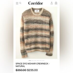 Corridor Men's Space Dye Mohair Crewneck Sweater - Natural